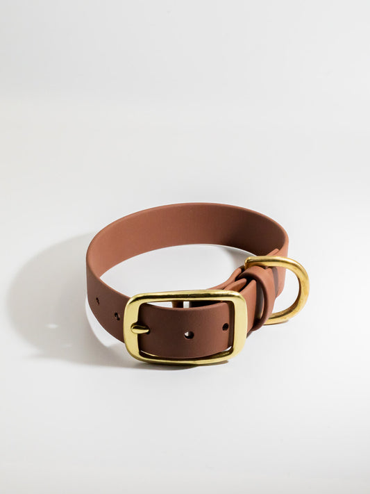 Braunes Halsband für grosse Hunde mit goldenem Verschluss | StudioWiis